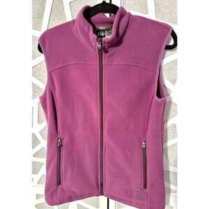 REI Fleece Vest Womens Small Purple Sleeveless Outdoor Hiking Running Logo